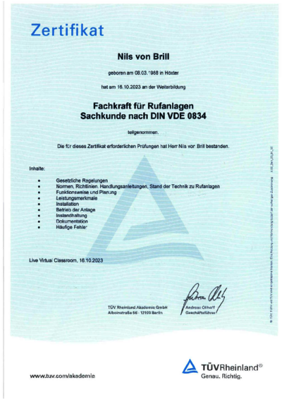 Fachkraft für Rufanlagen