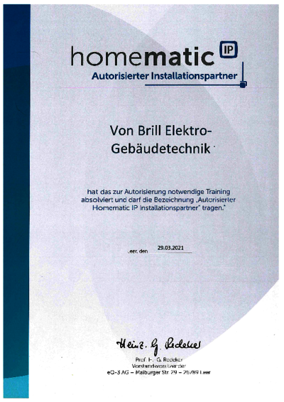 homematic Autorisierter Installationspartner